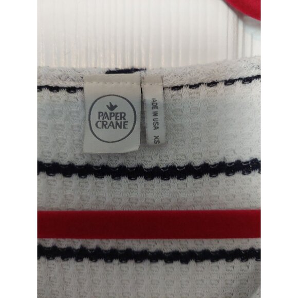 Striped Paper Crane Sleeveless Button-Down Tie-Front Top XS - Picture 2 of 3